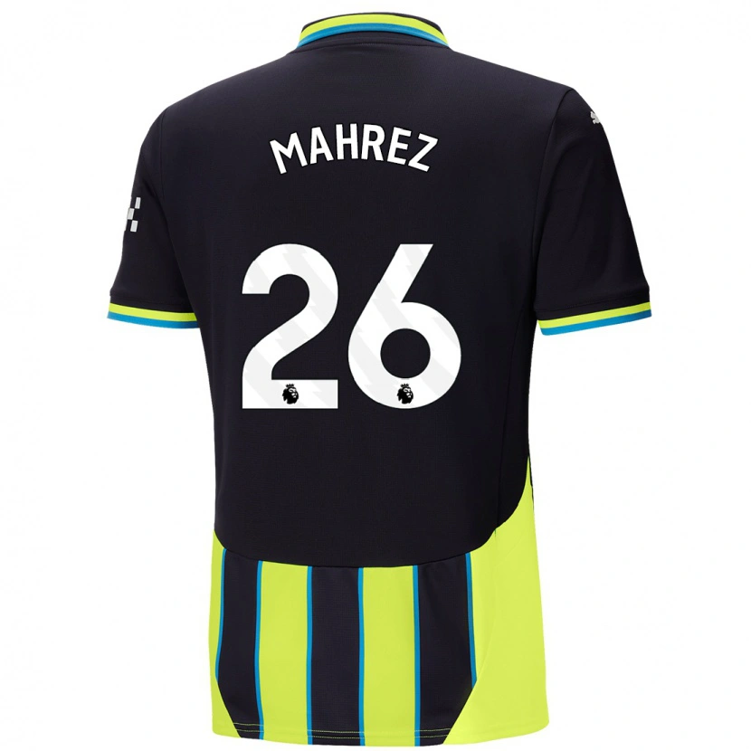 Danxen Bambino Maglia Riyad Mahrez #26 Blu Giallo Kit Gara Away 2024/25 Maglietta