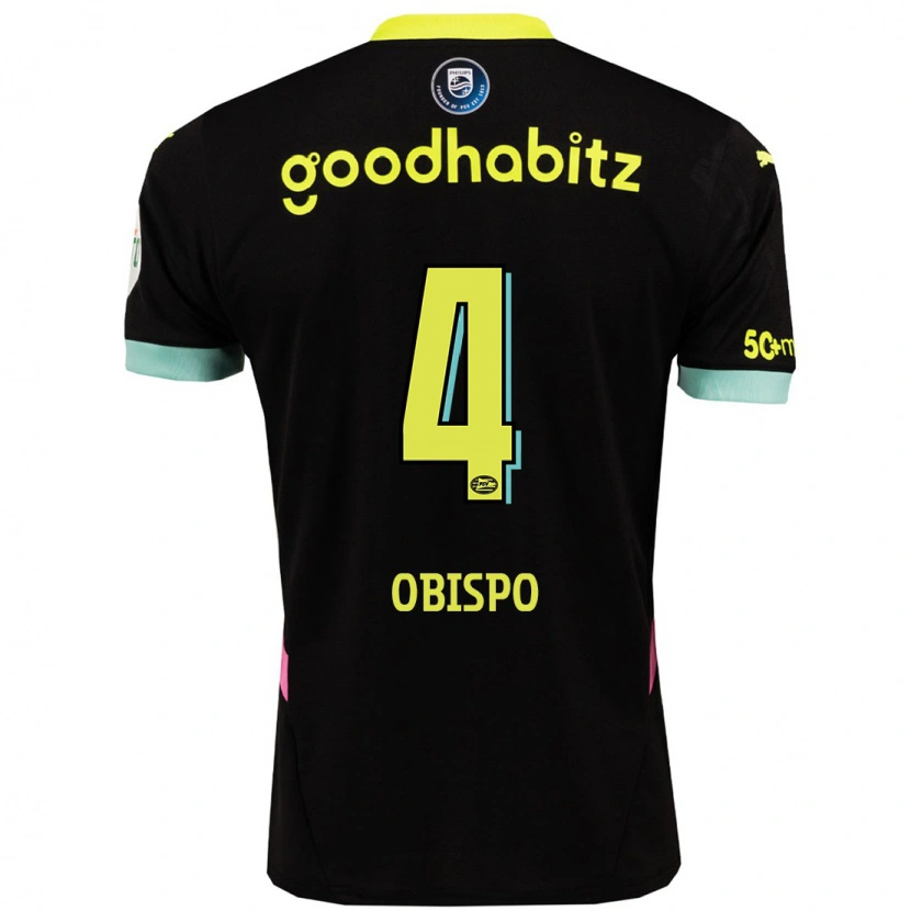 Danxen Bambino Maglia Armando Obispo #4 Nero Giallo Kit Gara Away 2024/25 Maglietta