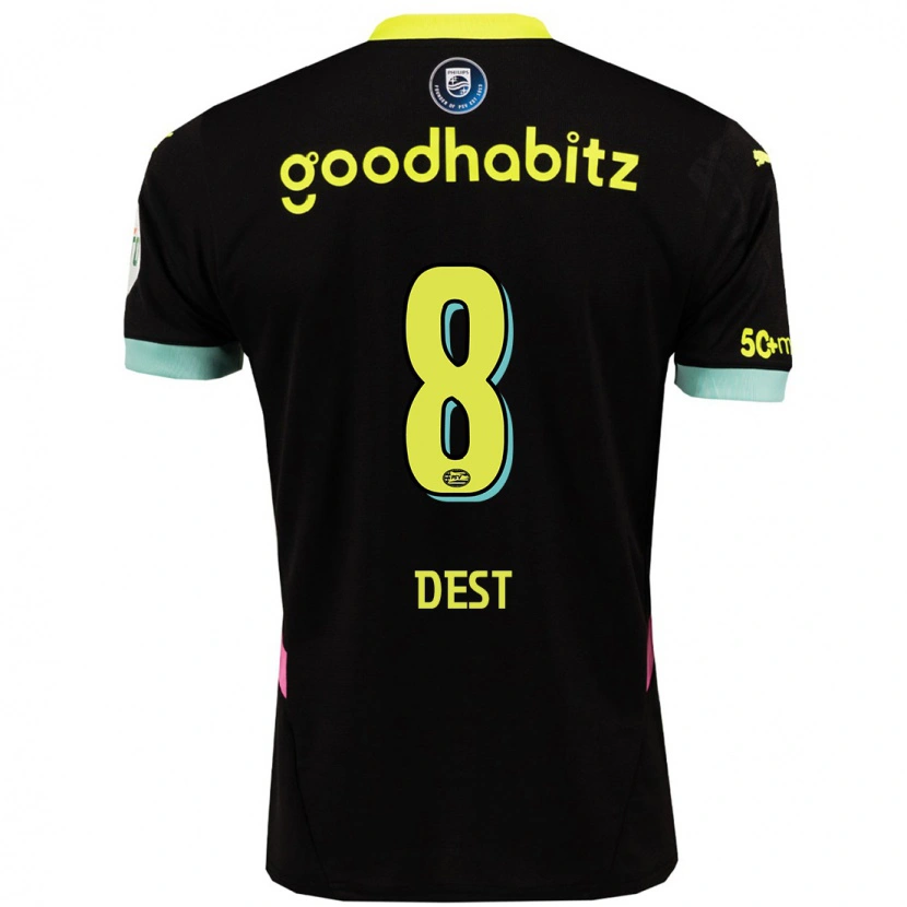 Danxen Bambino Maglia Sergiño Dest #8 Nero Giallo Kit Gara Away 2024/25 Maglietta