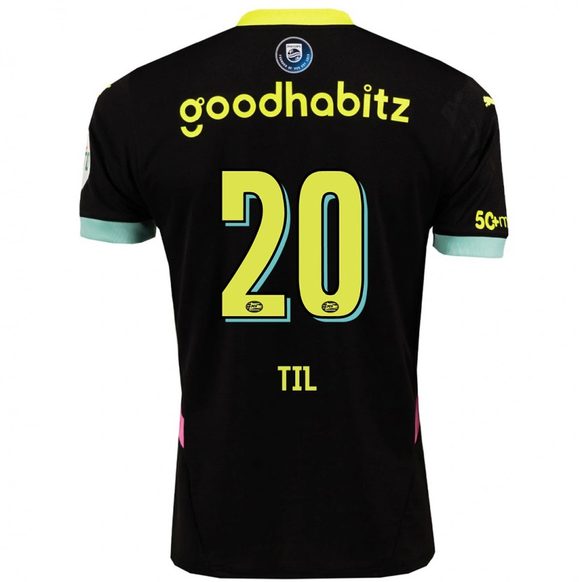 Danxen Bambino Maglia Guus Til #20 Nero Giallo Kit Gara Away 2024/25 Maglietta