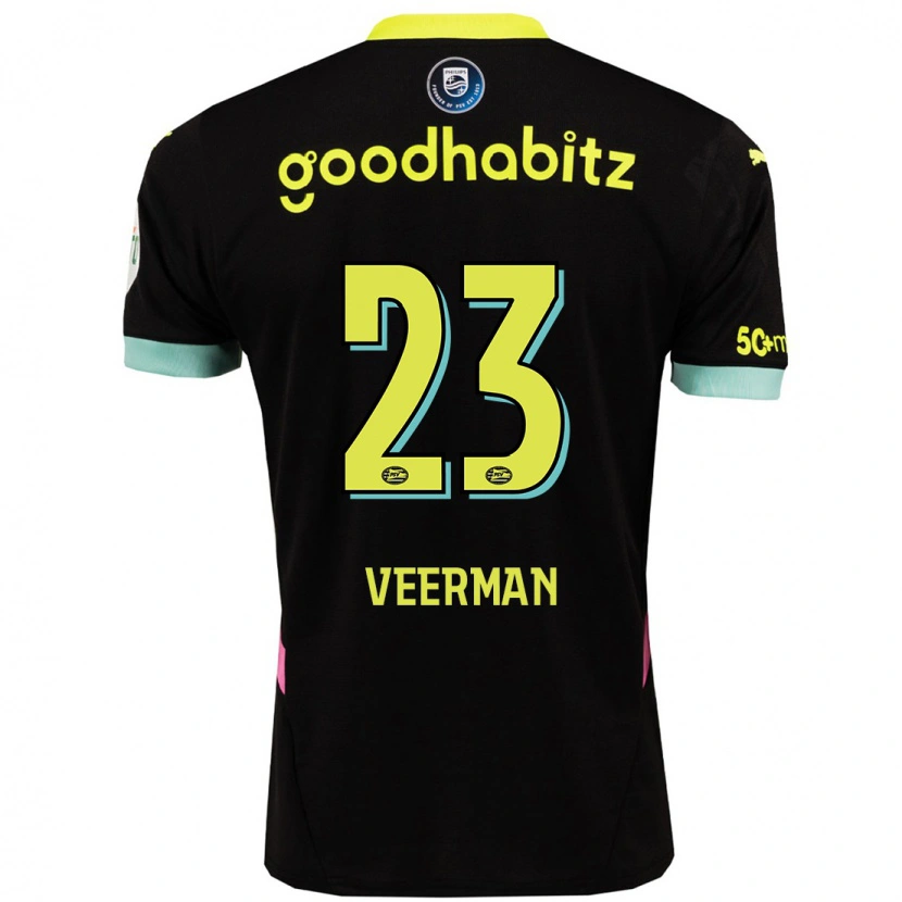 Danxen Bambino Maglia Joey Veerman #23 Nero Giallo Kit Gara Away 2024/25 Maglietta
