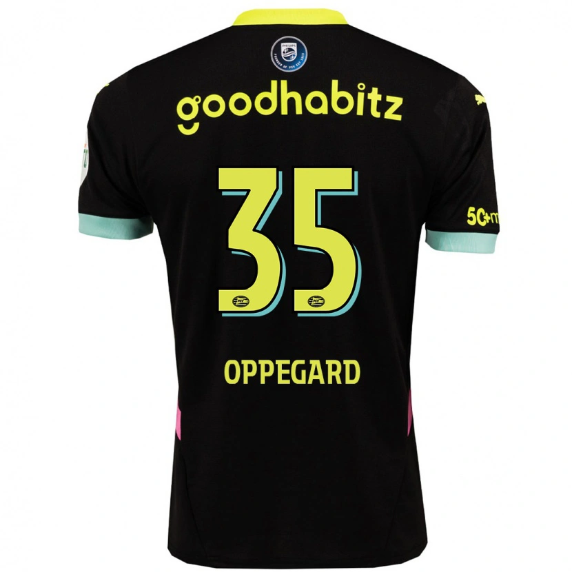 Danxen Bambino Maglia Fredrik Oppegård #35 Nero Giallo Kit Gara Away 2024/25 Maglietta