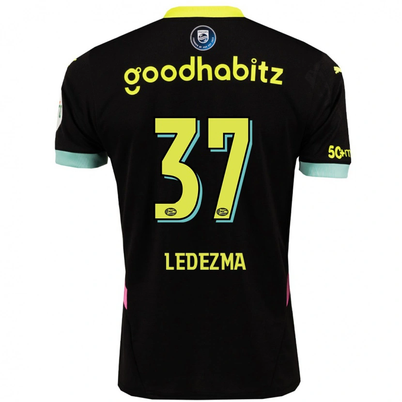 Danxen Bambino Maglia Richard Ledezma #37 Nero Giallo Kit Gara Away 2024/25 Maglietta