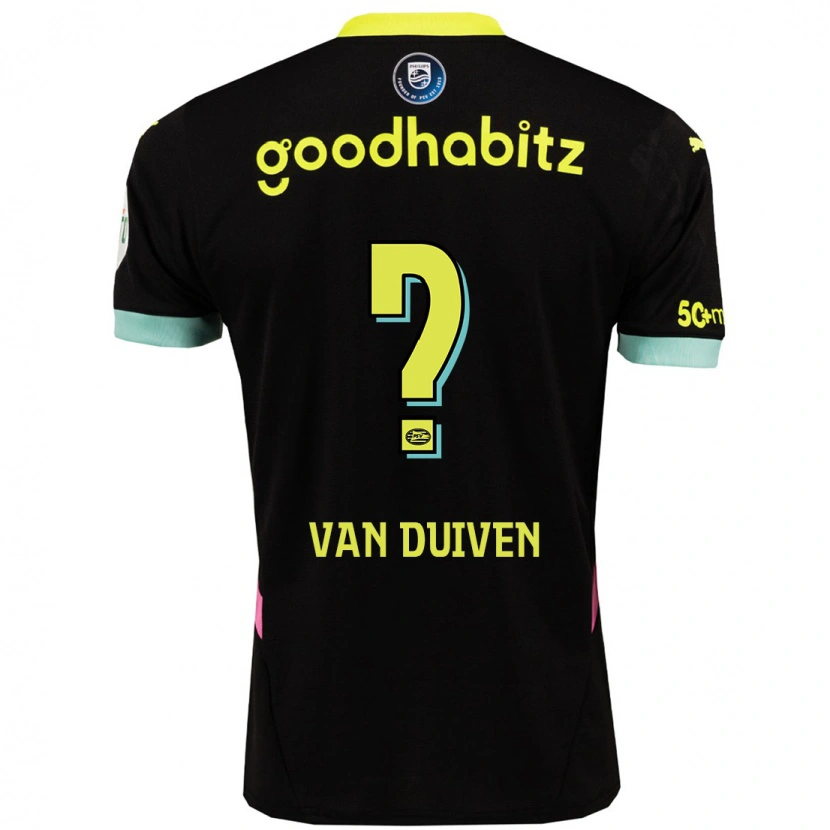Danxen Bambino Maglia Robin Van Duiven #0 Nero Giallo Kit Gara Away 2024/25 Maglietta