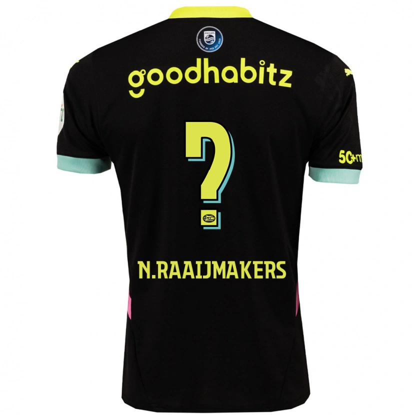 Danxen Bambino Maglia Niels Raaijmakers #0 Nero Giallo Kit Gara Away 2024/25 Maglietta