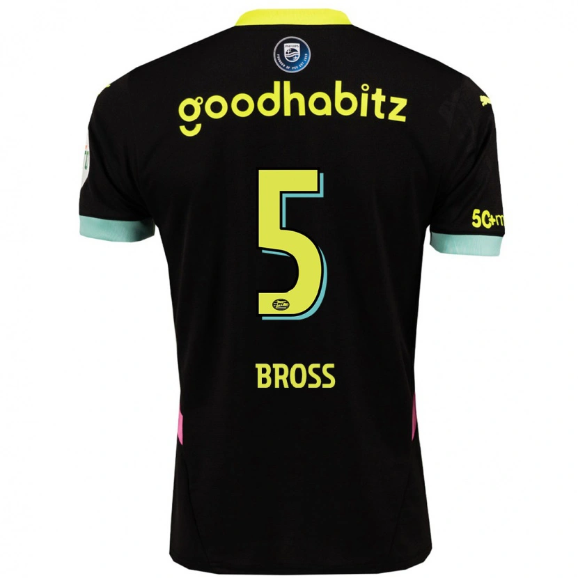 Danxen Bambino Maglia Melanie Bross #5 Nero Giallo Kit Gara Away 2024/25 Maglietta