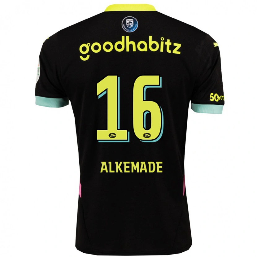 Danxen Bambino Maglia Lisan Alkemade #16 Nero Giallo Kit Gara Away 2024/25 Maglietta