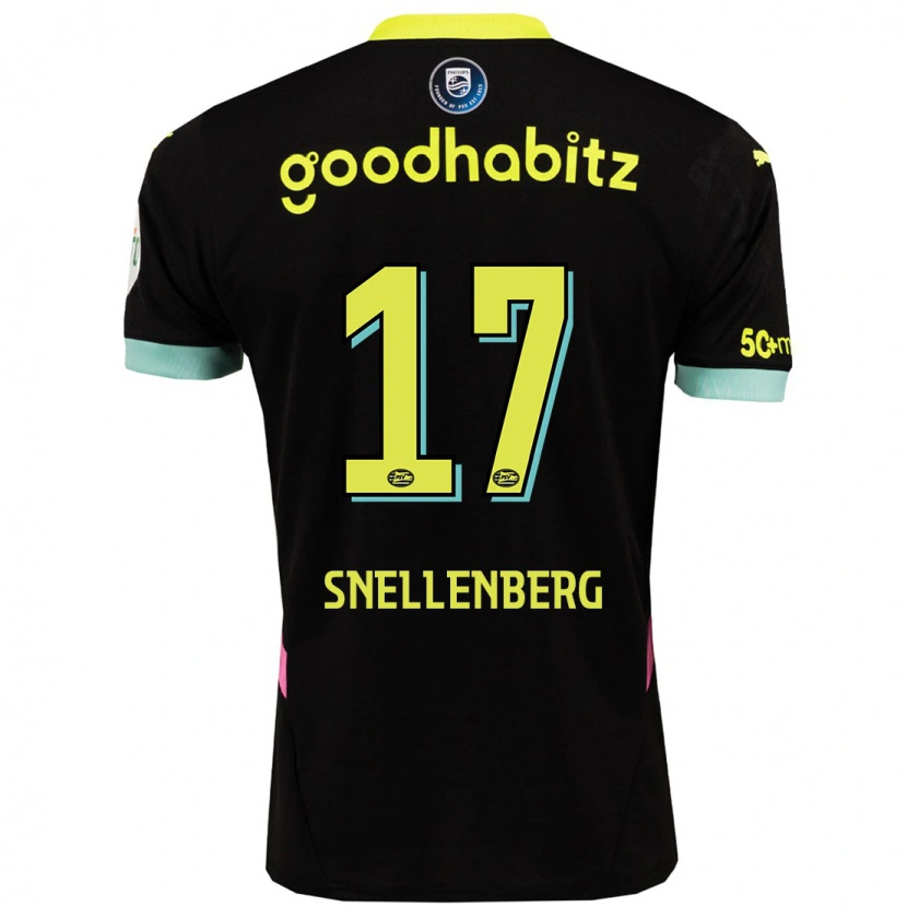 Danxen Bambino Maglia Maxime Snellenberg #17 Nero Giallo Kit Gara Away 2024/25 Maglietta
