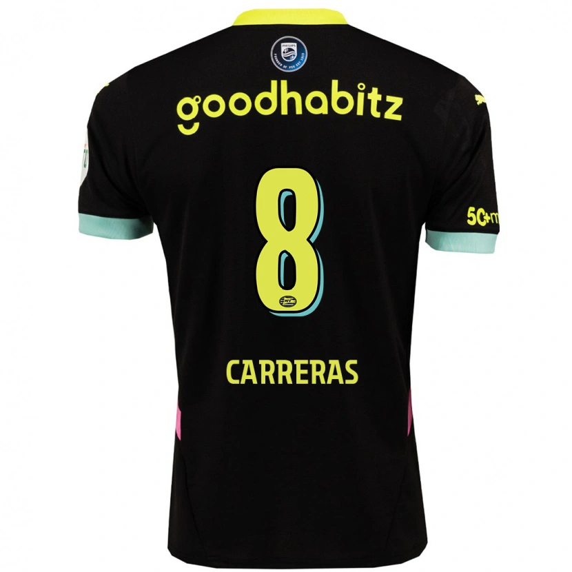 Danxen Bambino Maglia Georgina Carreras #8 Nero Giallo Kit Gara Away 2024/25 Maglietta