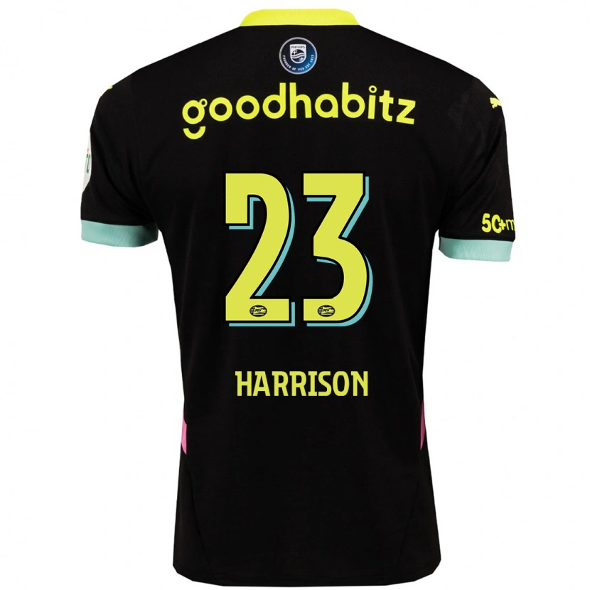 Danxen Bambino Maglia Amy Harrison #23 Nero Giallo Kit Gara Away 2024/25 Maglietta