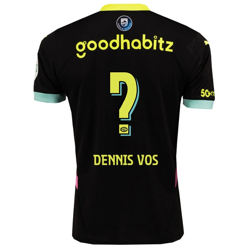 Danxen Bambino Maglia Dennis Vos #0 Nero Giallo Kit Gara Away 2024/25 Maglietta