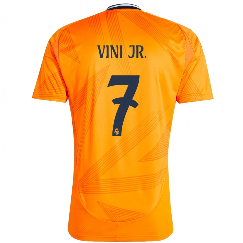 Danxen Bambino Maglia Vinicius Junior #7 Arancione Kit Gara Away 2024/25 Maglietta