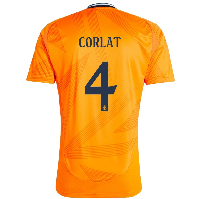 Danxen Bambino Maglia Edu Corlat #4 Arancione Kit Gara Away 2024/25 Maglietta