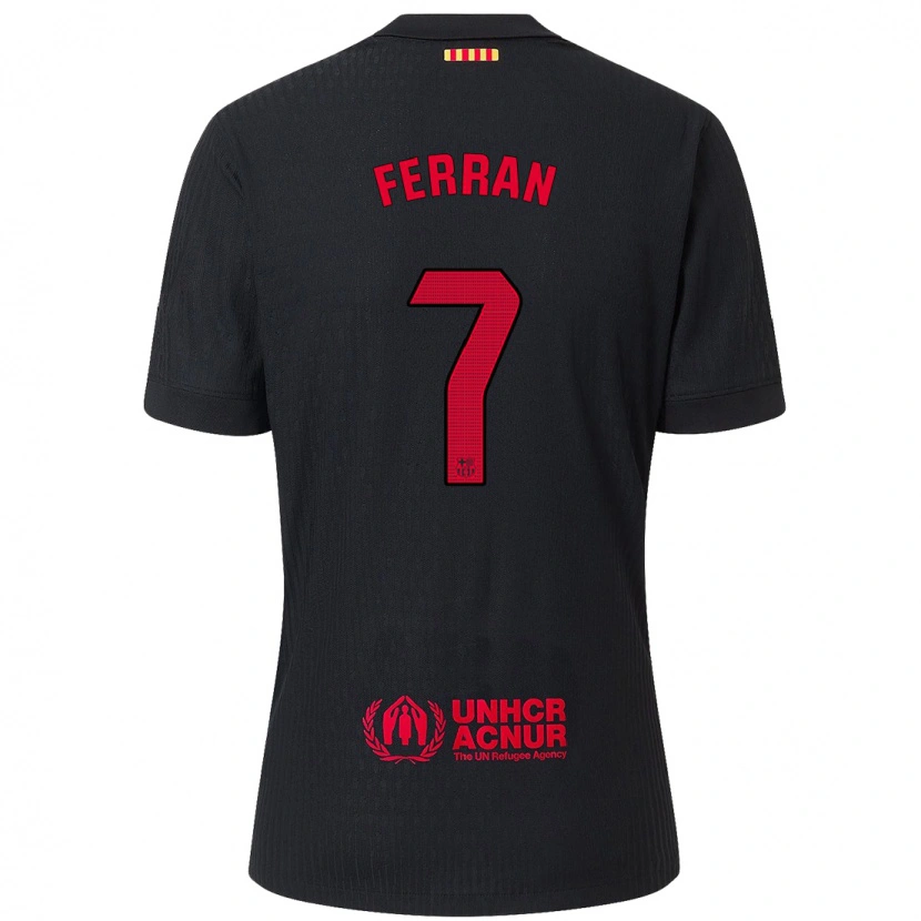 Danxen Bambino Maglia Ferran Torres #7 Nero Rosso Kit Gara Away 2024/25 Maglietta
