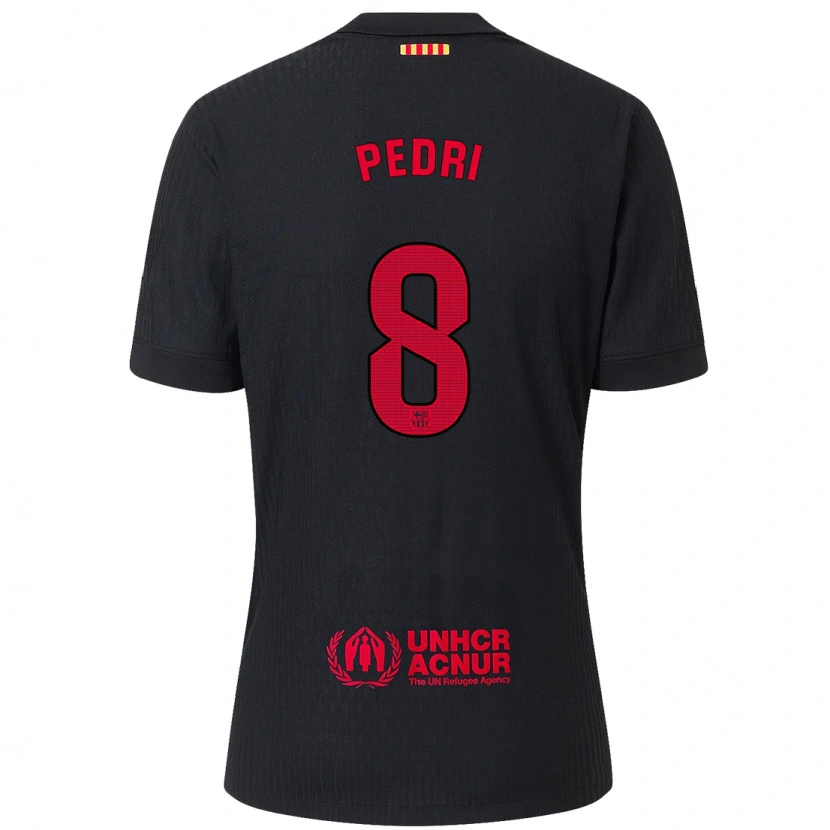 Danxen Bambino Maglia Pedri #8 Nero Rosso Kit Gara Away 2024/25 Maglietta