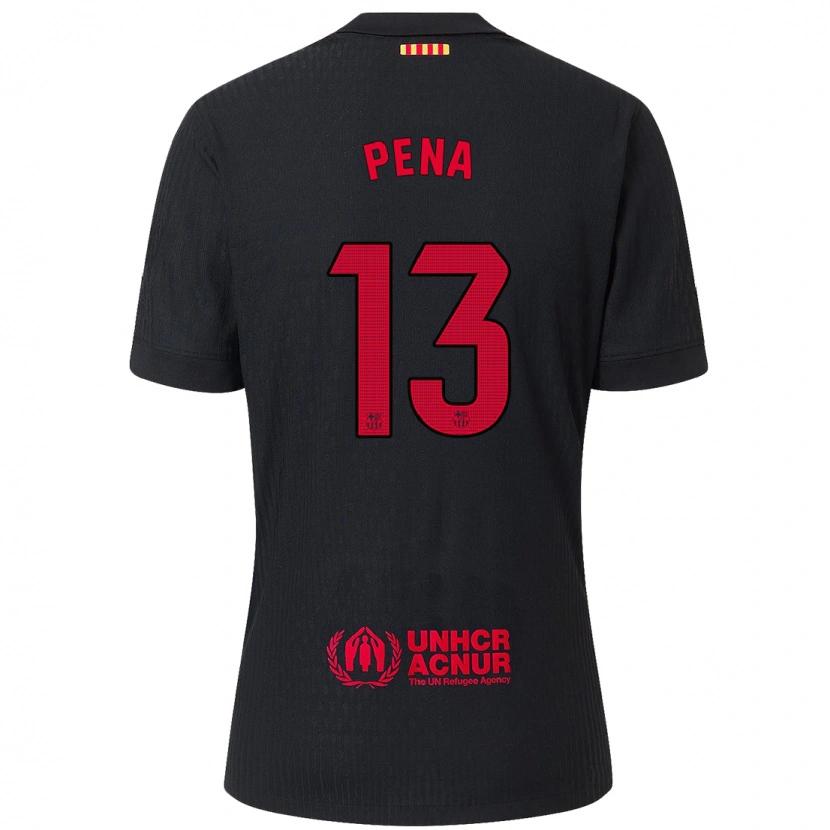 Danxen Bambino Maglia Iñaki Peña #13 Nero Rosso Kit Gara Away 2024/25 Maglietta