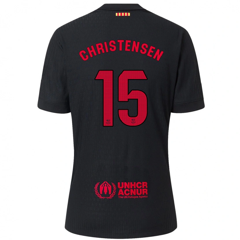 Danxen Bambino Maglia Andreas Christensen #15 Nero Rosso Kit Gara Away 2024/25 Maglietta