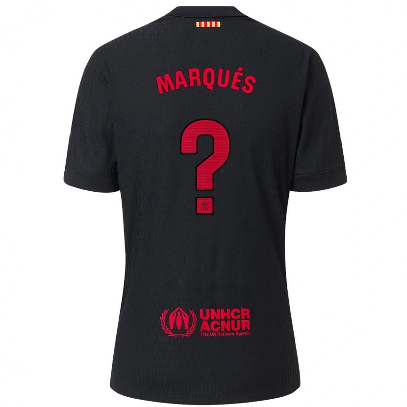 Danxen Bambino Maglia Tomy Marqués #0 Nero Rosso Kit Gara Away 2024/25 Maglietta