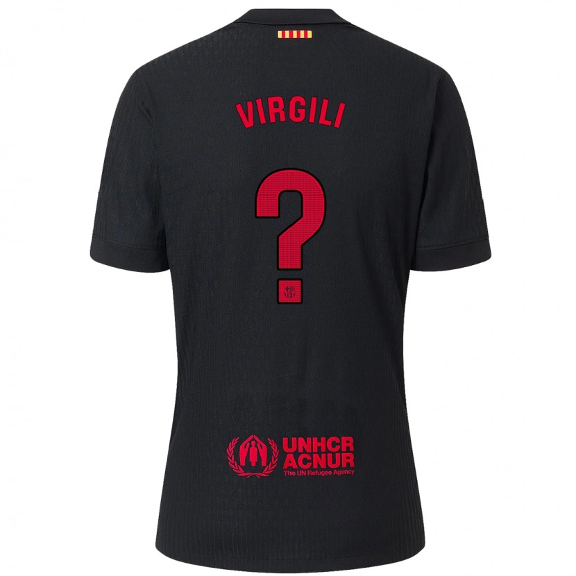 Danxen Bambino Maglia Jan Virgili #0 Nero Rosso Kit Gara Away 2024/25 Maglietta