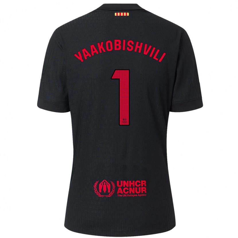 Danxen Bambino Maglia Áron Yaakobishvili #1 Nero Rosso Kit Gara Away 2024/25 Maglietta