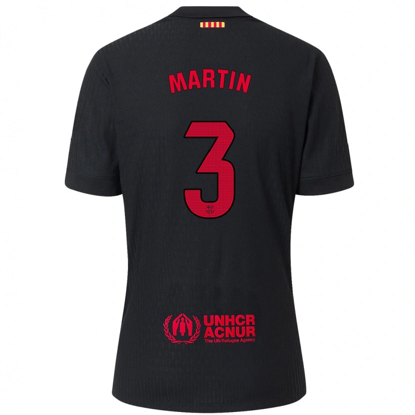 Danxen Bambino Maglia Gerard Martín #3 Nero Rosso Kit Gara Away 2024/25 Maglietta