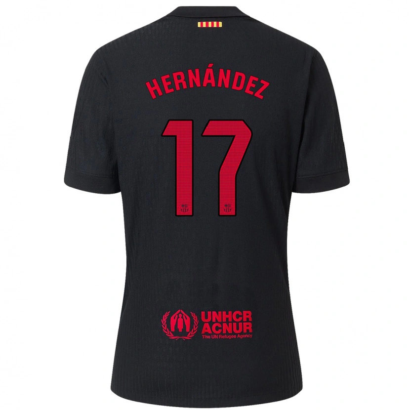 Danxen Bambino Maglia Juan Hernández #17 Nero Rosso Kit Gara Away 2024/25 Maglietta