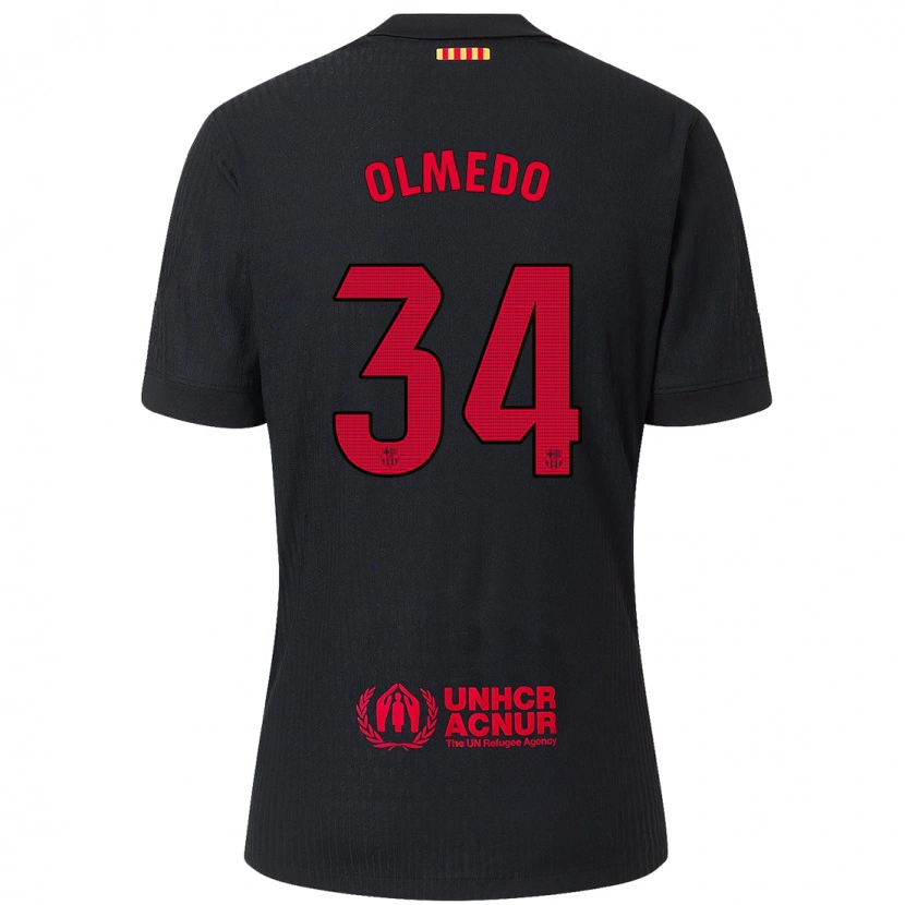 Danxen Bambino Maglia Alexis Olmedo #34 Nero Rosso Kit Gara Away 2024/25 Maglietta