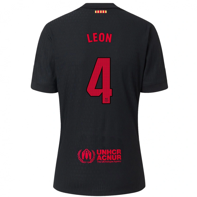 Danxen Bambino Maglia Mapi León #4 Nero Rosso Kit Gara Away 2024/25 Maglietta