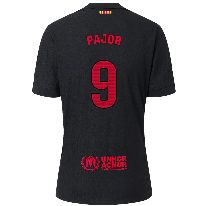 Danxen Bambino Maglia Ewa Pajor #9 Nero Rosso Kit Gara Away 2024/25 Maglietta