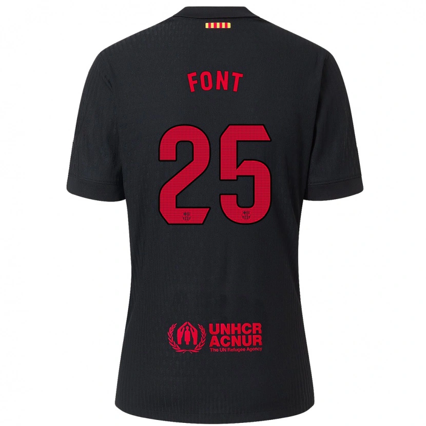 Danxen Bambino Maglia Gemma Font #25 Nero Rosso Kit Gara Away 2024/25 Maglietta