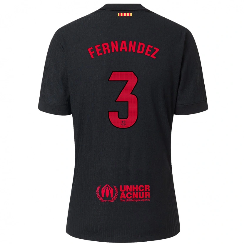 Danxen Bambino Maglia Jana Fernandez #3 Nero Rosso Kit Gara Away 2024/25 Maglietta