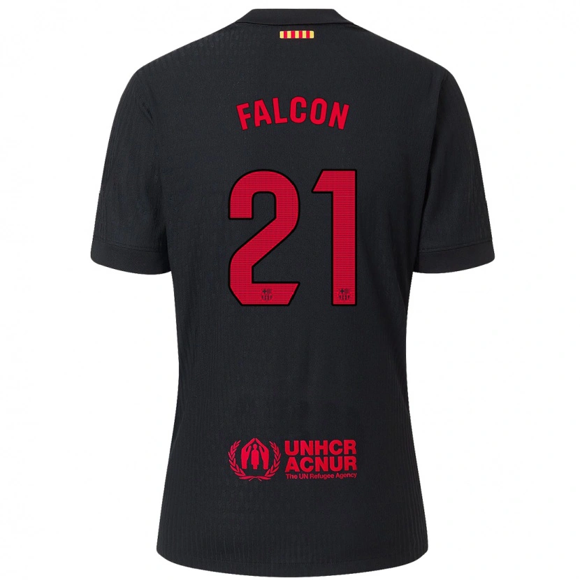Danxen Bambino Maglia Andrea Falcon #21 Nero Rosso Kit Gara Away 2024/25 Maglietta