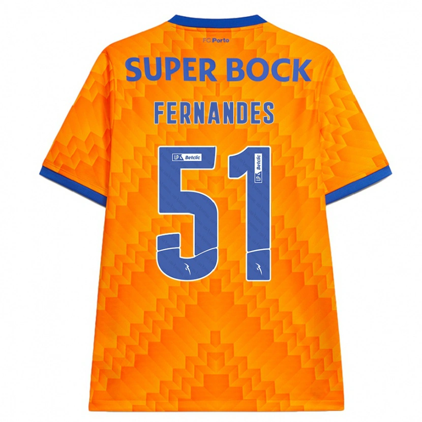 Danxen Bambino Maglia Diogo Fernandes #51 Arancione Kit Gara Away 2024/25 Maglietta