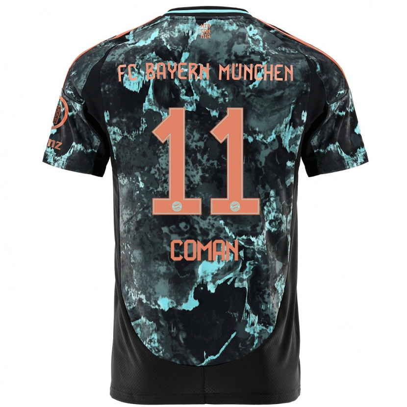Danxen Bambino Maglia Kingsley Coman #11 Nero Kit Gara Away 2024/25 Maglietta