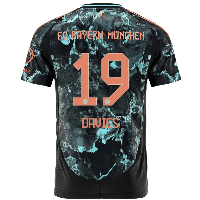 Danxen Bambino Maglia Alphonso Davies #19 Nero Kit Gara Away 2024/25 Maglietta