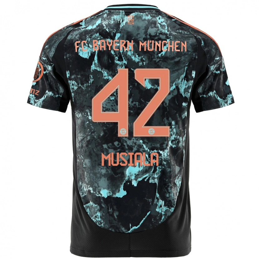 Danxen Bambino Maglia Jamal Musiala #42 Nero Kit Gara Away 2024/25 Maglietta