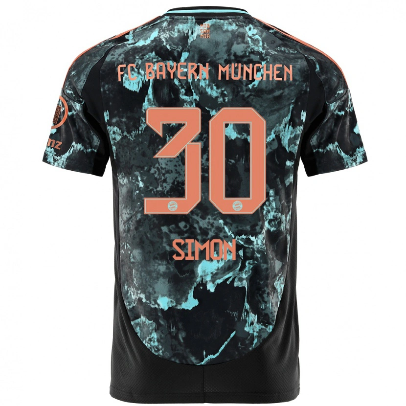 Danxen Bambino Maglia Carolin Simon #30 Nero Kit Gara Away 2024/25 Maglietta