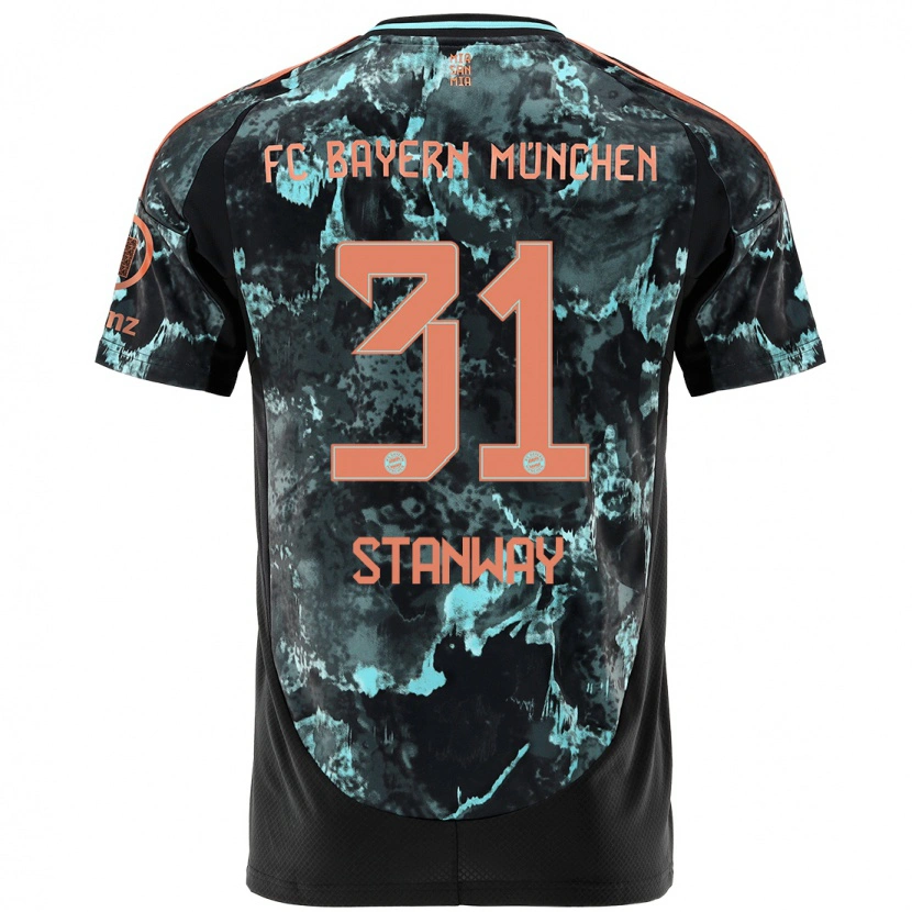 Danxen Bambino Maglia Georgia Stanway #31 Nero Kit Gara Away 2024/25 Maglietta