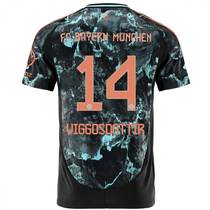 Danxen Bambino Maglia Glodis Perla Viggosdottir #14 Nero Kit Gara Away 2024/25 Maglietta