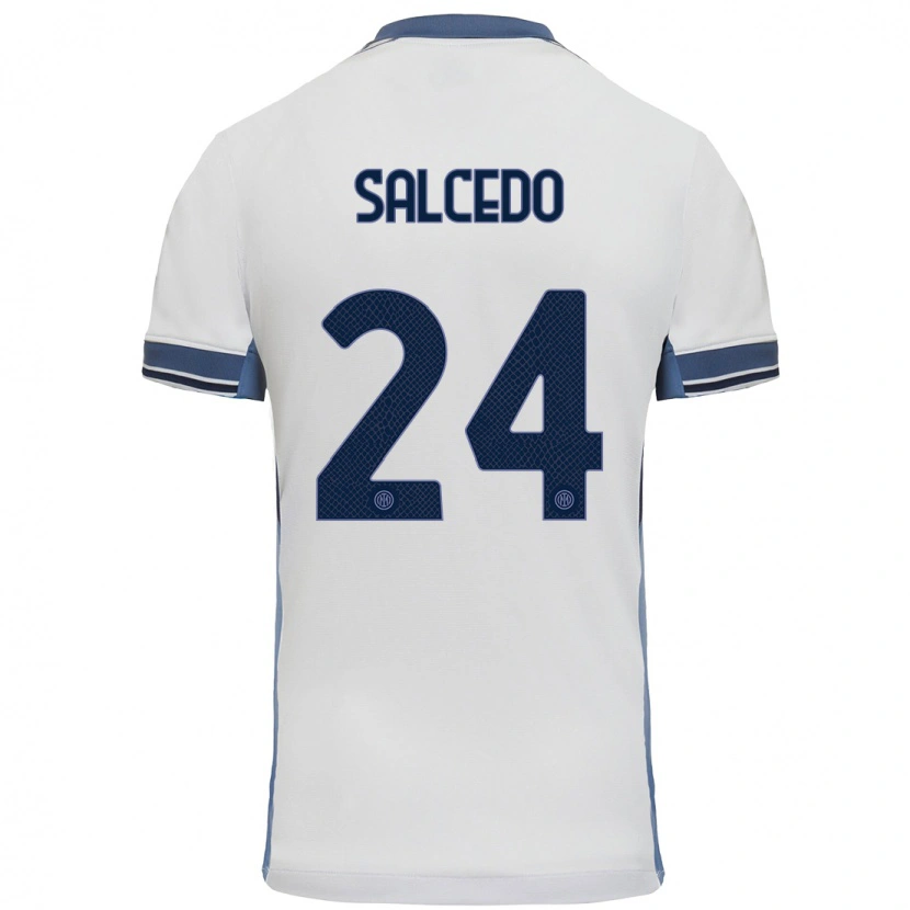 Danxen Bambino Maglia Eddie Salcedo #24 Bianco Grigio Kit Gara Away 2024/25 Maglietta