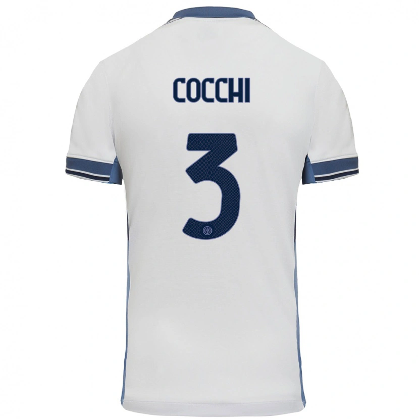 Danxen Bambino Maglia Matteo Cocchi #3 Bianco Grigio Kit Gara Away 2024/25 Maglietta