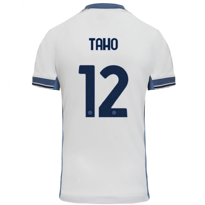 Danxen Bambino Maglia Alain Taho #12 Bianco Grigio Kit Gara Away 2024/25 Maglietta