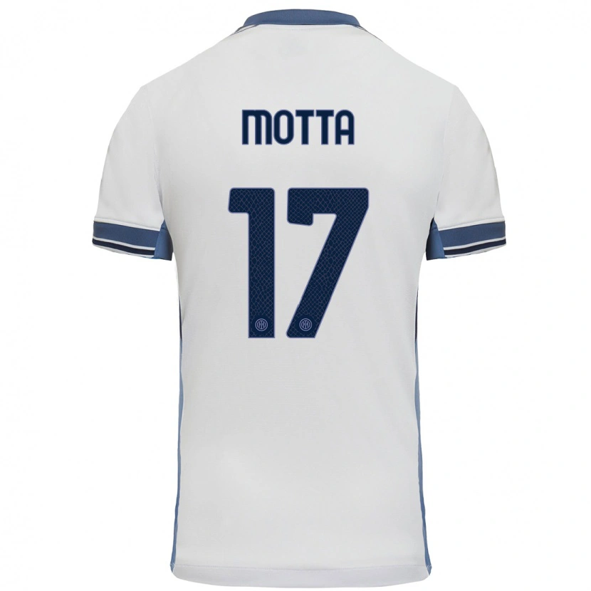 Danxen Bambino Maglia Matteo Motta #17 Bianco Grigio Kit Gara Away 2024/25 Maglietta