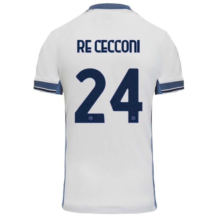Danxen Bambino Maglia Gabriele Re Cecconi #24 Bianco Grigio Kit Gara Away 2024/25 Maglietta