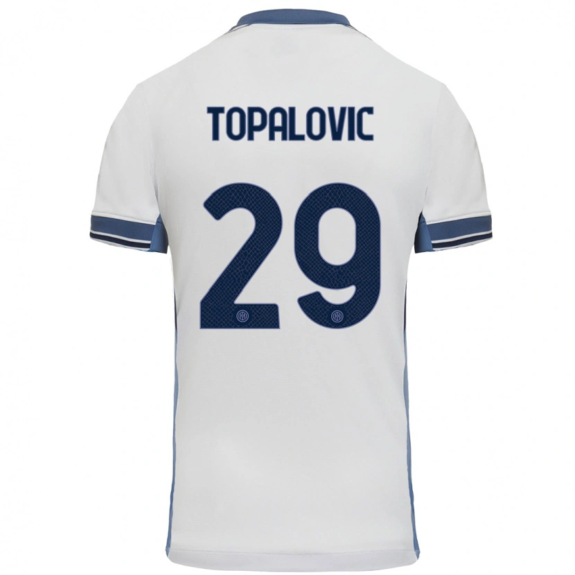 Danxen Bambino Maglia Luka Topalovic #29 Bianco Grigio Kit Gara Away 2024/25 Maglietta