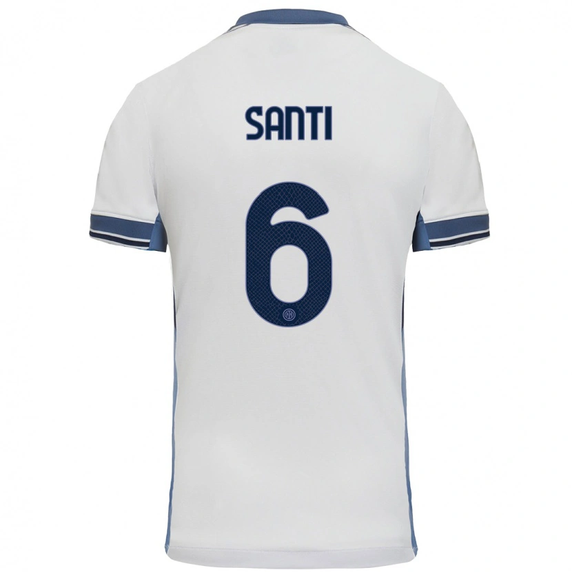 Danxen Bambino Maglia Irene Santi #6 Bianco Grigio Kit Gara Away 2024/25 Maglietta