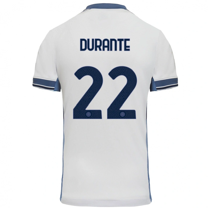 Danxen Bambino Maglia Francesca Durante #22 Bianco Grigio Kit Gara Away 2024/25 Maglietta