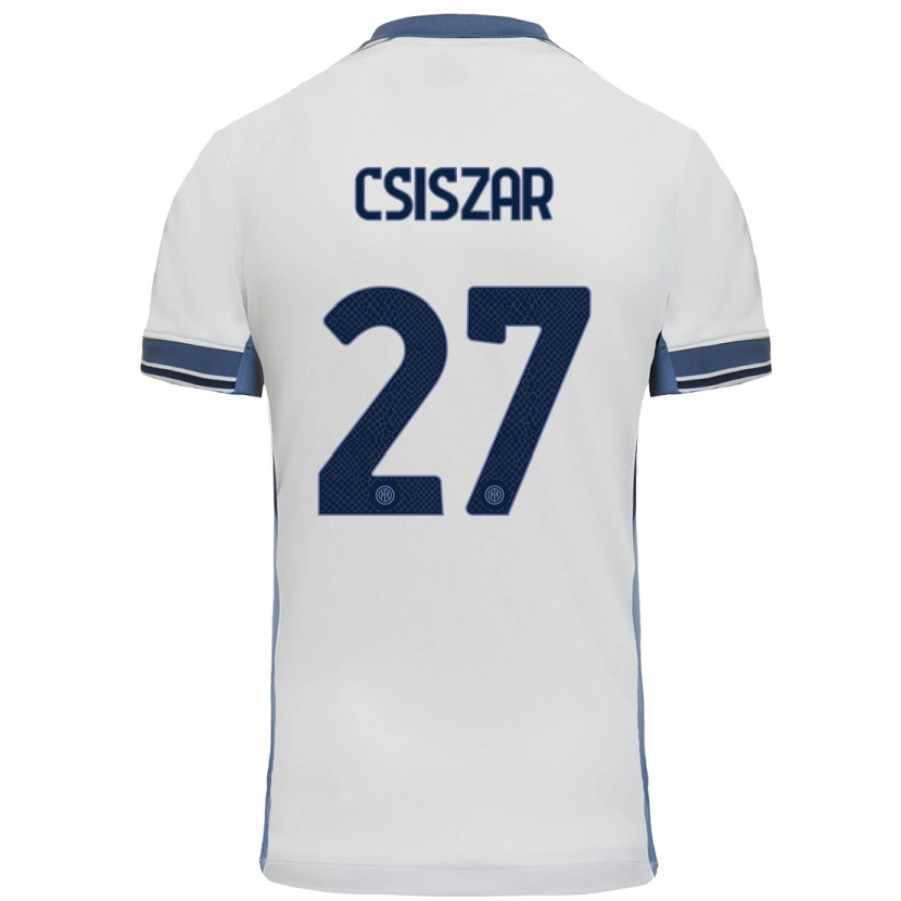 Danxen Bambino Maglia Henrietta Csiszár #27 Bianco Grigio Kit Gara Away 2024/25 Maglietta