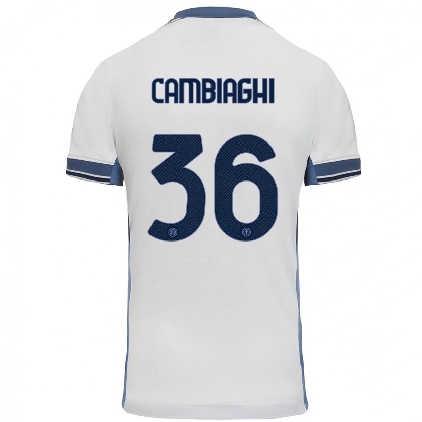 Danxen Bambino Maglia Michela Cambiaghi #36 Bianco Grigio Kit Gara Away 2024/25 Maglietta