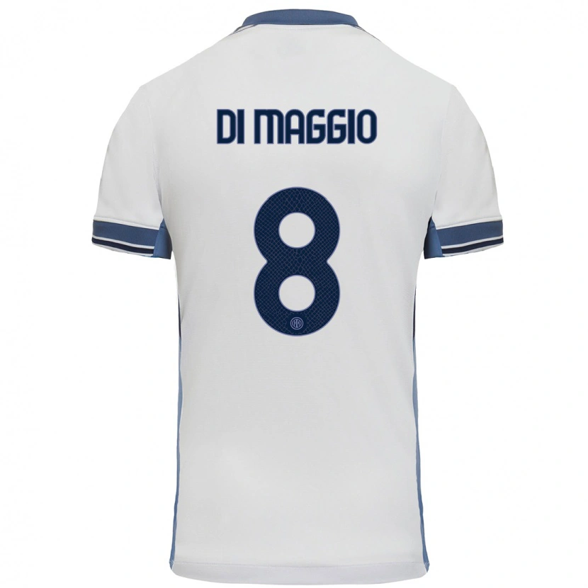 Danxen Bambino Maglia Luca Di Maggio #8 Bianco Grigio Kit Gara Away 2024/25 Maglietta